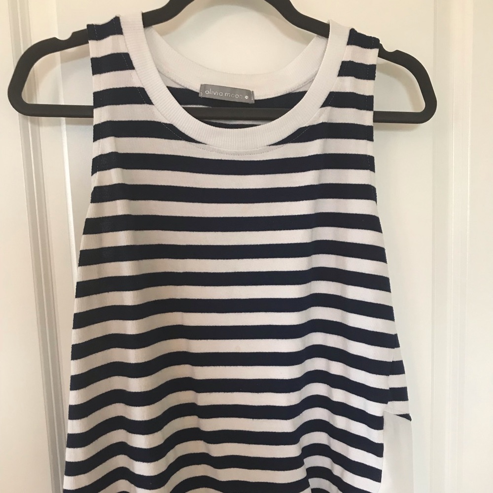 Blue & White Sleeveless Blouse